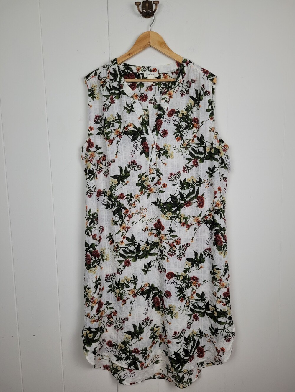Tamara H 2X Floral Sheer Sleeveless Tunic Dress